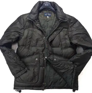 [컨디션 최상] ARMANI JEANS 다운 자켓 50 카키 로고