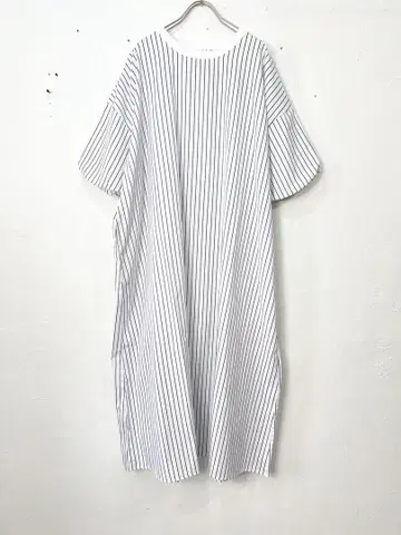 Y142)NARU 나루 스트라이프 원피스 퍼프 슬리브 상의