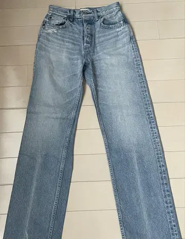 MOUSSY 라이트 블루 스트레이트 데님 프린지 밑단