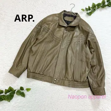 ARP. 천연 가죽 100% 가죽 자켓 남성용 L~XL 카키 천연 가죽