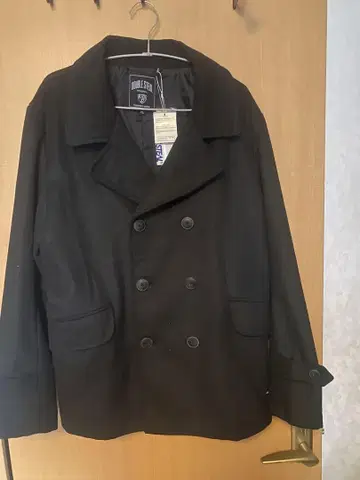더블 스테일 블랙 울 코트 XL