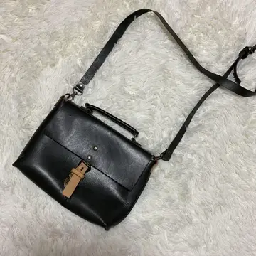 가죽 숄더백 블랙 천연 가죽