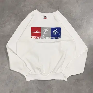 프룻 오브 더 룸 맨투맨 래글런 구제 의류 USA 90s 화이트 XL
