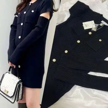 택 포함 새상품 머큐리 듀오 니트 미니 원피스 블랙 M