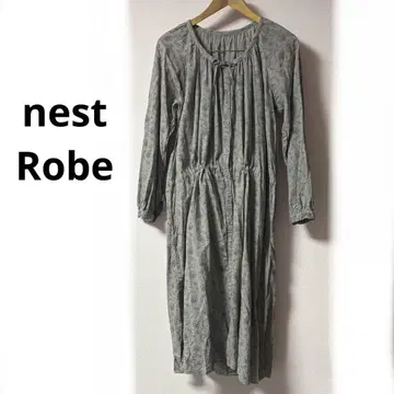 nest Robe 코튼 실크 꽃무늬 원피스 개더