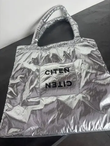 CITEN 로고 실버 토트백