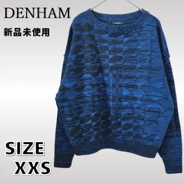 DENHAM 여성용 울 니트 긴팔 스웨터 XXS 파랑