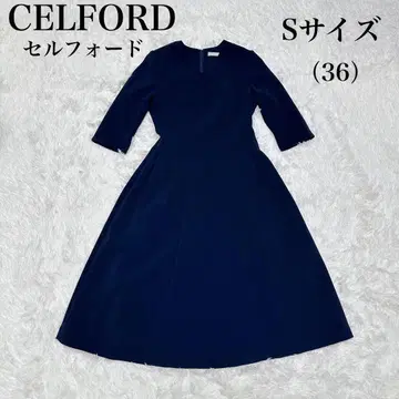 CELFORD 네이비 플레어 원피스 36 7부 소매