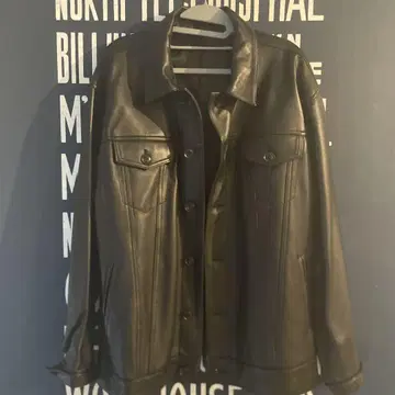 ADAM PATEK 프리 사이즈/가죽 버튼 셔츠 자켓 블랙