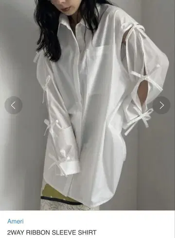 아메리 Ameri 2WAY RIBBON SLEEVE SHIRT