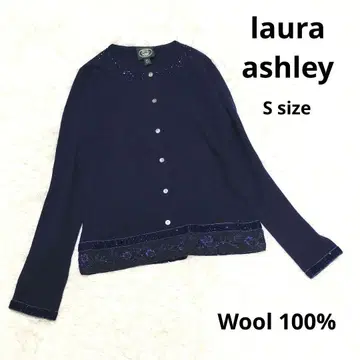 새상품급 laura ashley 자수 비즈 리본 가디건 네이비 S
