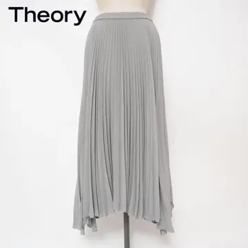 새상품급 Theory 비대칭 플리츠 스커트 롱 연한 녹색 S*HD805