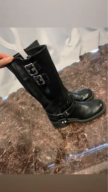 릴리 브라운 바이커 부츠 블랙 23.5cm