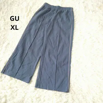 GU 지유 사이드 라인 트랙 팬츠 Q+E 와이드 팬츠 XL 탁한 블루