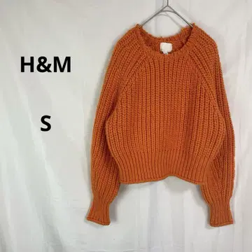 H&M 에이치앤엠 굵은 짜임 니트 스웨터 [ S ] 오렌지 울 혼방 겨울