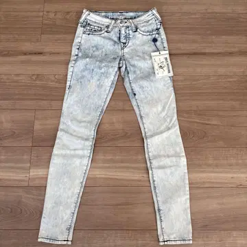 미사용 TRUE RELIGION 스키니 데님 라이트 블루 데미지 25