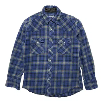 랭글러 헤비 플란넬 코튼 긴팔 셔츠 웨스턴 셔츠 네이비