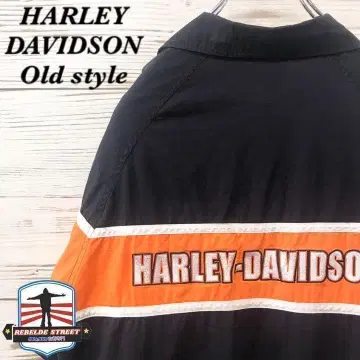 [레어] 할리데이비슨 반팔 셔츠 S 블랙 오렌지 HS207