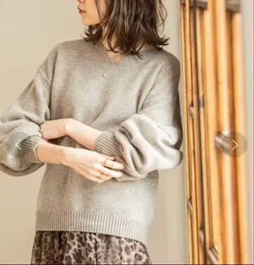 노블 캐시미어 터치 퍼프 슬리브 니트