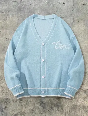 스카이블루 V넥 가디건 (S, M, L, XL 사이즈)