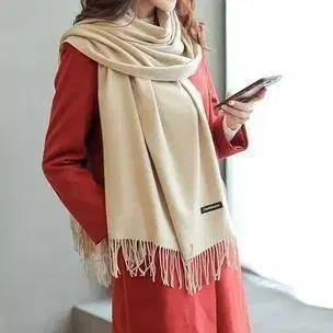 심플 패션 캐주얼 무지 프린지 머플러 캐시미어