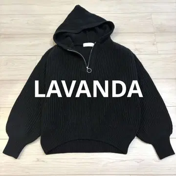 [ 미사용품 ] LAVANDA 하프 지퍼 니트 후드티 블랙 우노 미사코