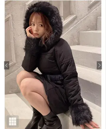 GRL 벨트 포함 퍼 다운 코트 (kd13) L 사이즈