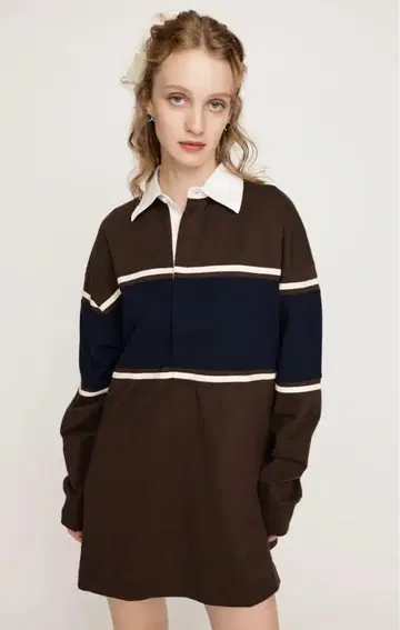SLY RUGBY SHIRT S/OP M/BRN 럭비 셔츠 원피스 SLY