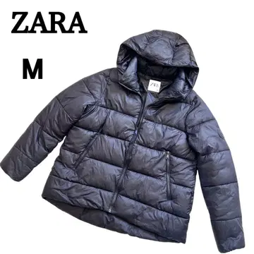 [ 새상품급 ] ZARA 자라 블랙 후드 부착 다운 자켓 M 볼륨 블랙