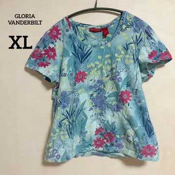 GLORIA VANDERBILT 꽃무늬 반팔 T셔츠 XL
