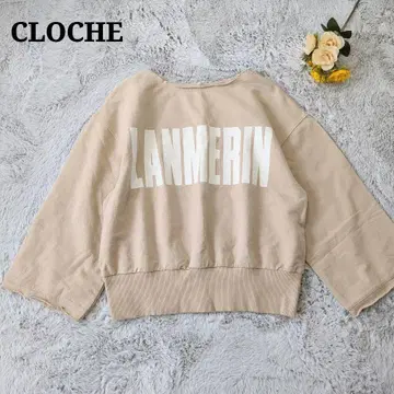 CLOCHE 크로셰 로고 맨투맨 트레이닝복 7부 소매 베이지