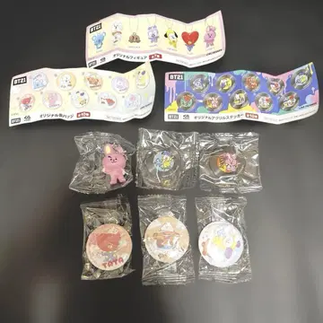 쿠라스시 BT21  키링 스티커 캔뱃지 6종 세트