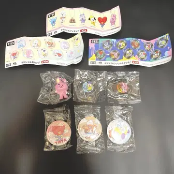 쿠라스시 BT21  키링 스티커 캔뱃지 6종 세트
