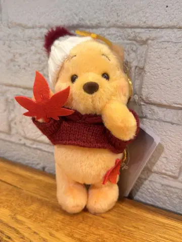 푸우 봉제 인형 키링 키체인 단풍