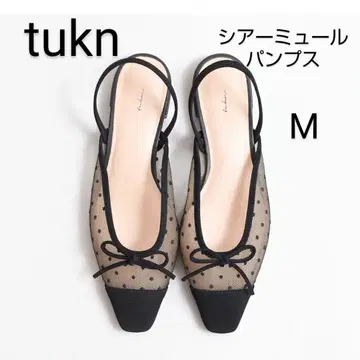 tukn. 2way 시어 뮬 에린 씨 펌프스 블랙 도트 M