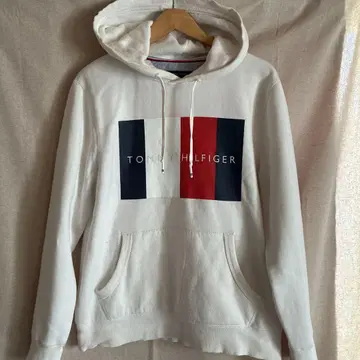 TOMMY HILFIGER 화이트 후드티 L 사이즈 남성용