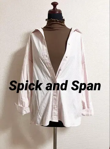 SPICK AND SPAN 긴팔 코튼 셔츠 핑크 스트라이프