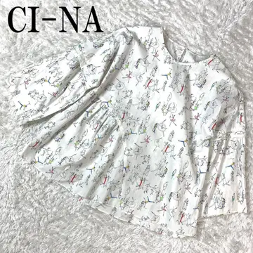 CI-NA 치나 플레어 블라우스 올 패턴 화이트 38 B7660