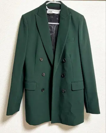 ZARA 다크 그린 더블 브레스트 자켓