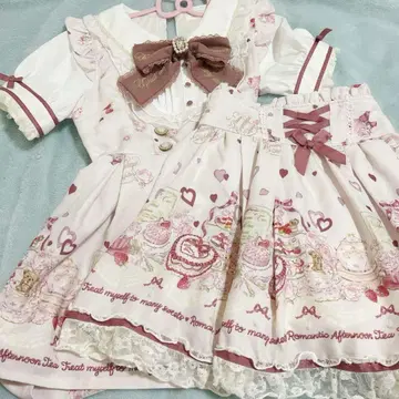 LIZLISA 셋업 애프터눈 티 패턴 핑크