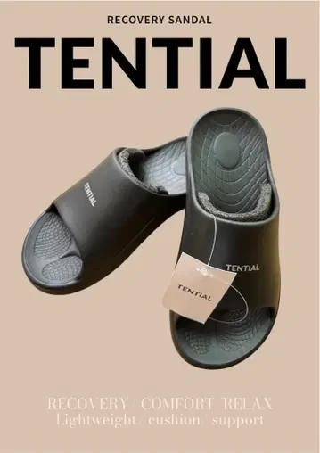 TENTIAL 리커버리 샌들 블랙 S 사이즈 피로 회복 슬라이드 타입