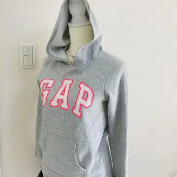 y2k 페어리 그랑 GAP 빅 로고 후드 부착 그레이 후드티 핑크