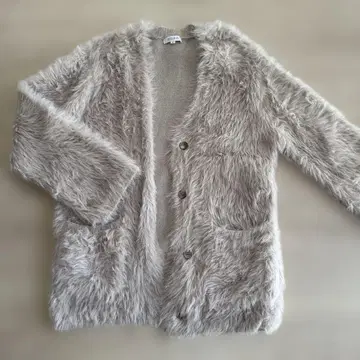 PLST 베이지 퍼 가디건 M