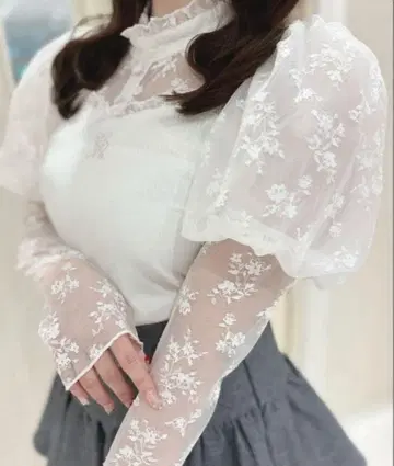 evelyn 퍼프 슬리브 리브 TP