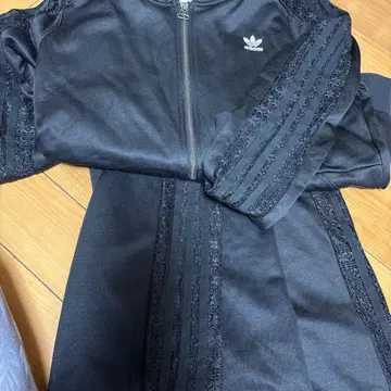 adidas 블랙 후드 부착 저리 세트
