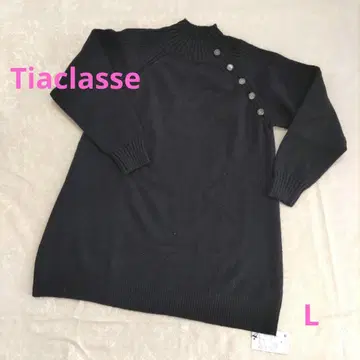 티어클라세 버튼 니트 튜닉 블랙/L