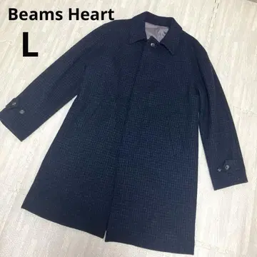 빔스 하트 남성용 코트 L 네이비 체크 클리닝 완료