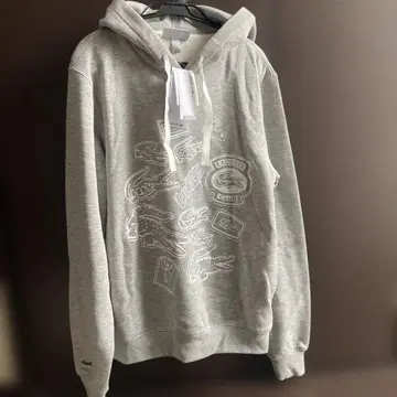 Lacoste 그레이 후드 부착 후드티 속기모