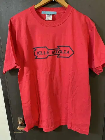 MILLE MIGLIA 로고 T셔츠 L 사이즈 빨간색 콘도 마사히코