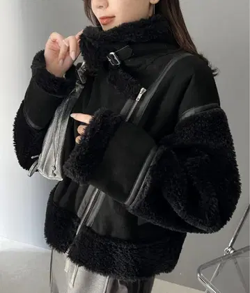 mily bilet 무스탕 코트 숏 기장 여성용 아우터